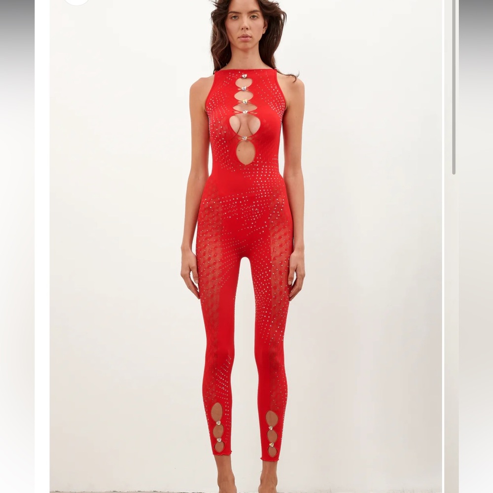 Poster Girl Rhinestoned Janice Jumpsuit Heartbreaker NWT